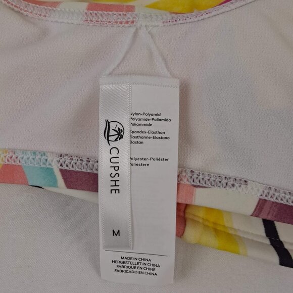 Cupshe Size Med Striped Bikini Pull On Style Cropped Top White Yellow Purple NWT - Picture 9 of 16